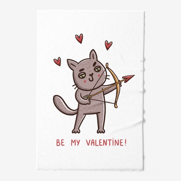 Полотенце «Дерзкий кот - купидон. Подарок на 14 февраля. Be my Valentine! День Святого Валентина»