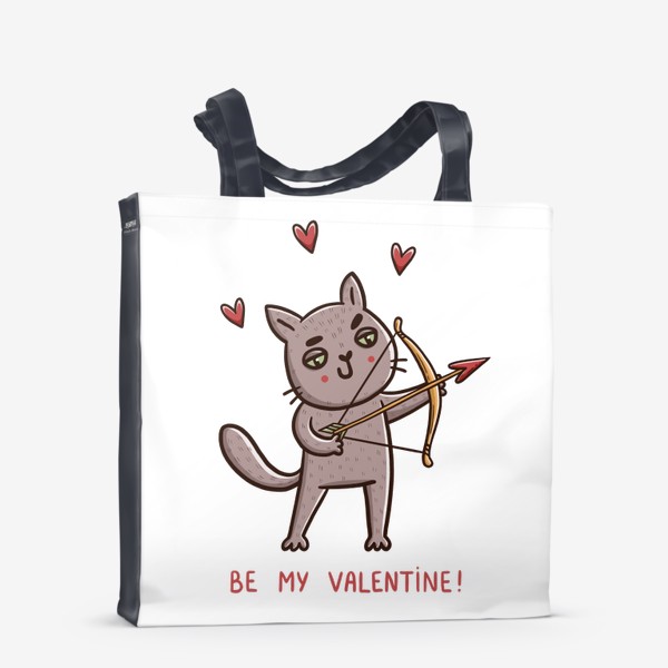 Сумка-шоппер «Дерзкий кот - купидон. Подарок на 14 февраля. Be my Valentine! День Святого Валентина»