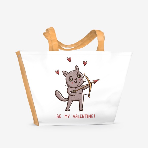 Пляжная сумка «Дерзкий кот - купидон. Подарок на 14 февраля. Be my Valentine! День Святого Валентина»