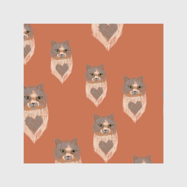 Шторы «Паттерн коты с пятном в виде сердца»