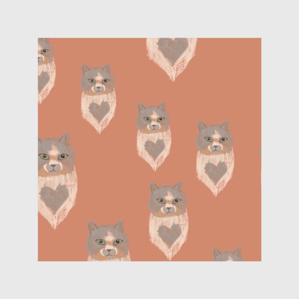 Скатерть «Паттерн коты с пятном в виде сердца»