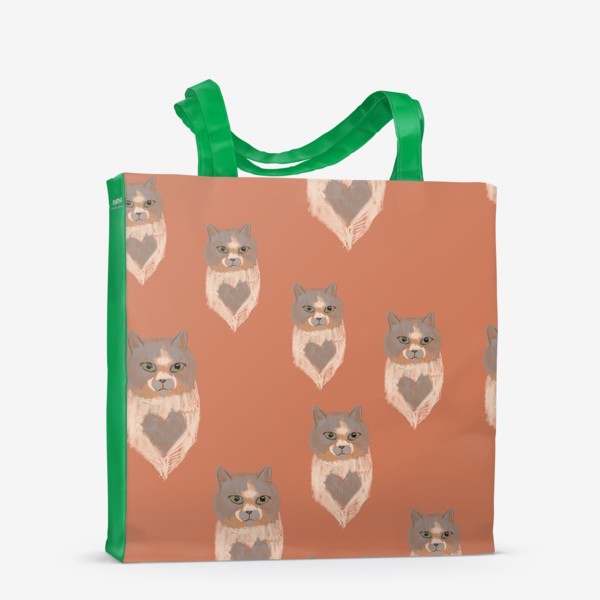 Сумка-шоппер «Паттерн коты с пятном в виде сердца»
