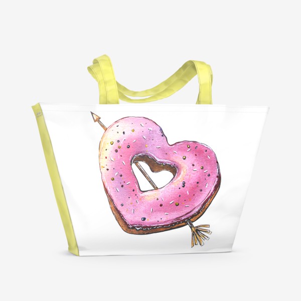 Пляжная сумка «Розовый сладкий пончик серечко»