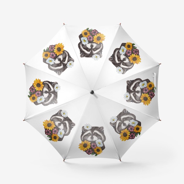 Зонт «Цветочный енот»