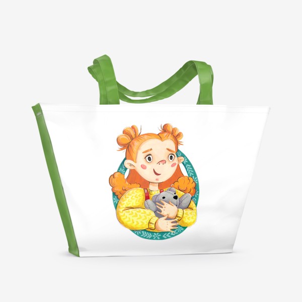 Пляжная сумка «девочка с мишкой»