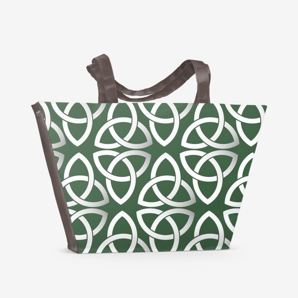 Пляжная сумка «Кельтский узор на зеленом фоне»