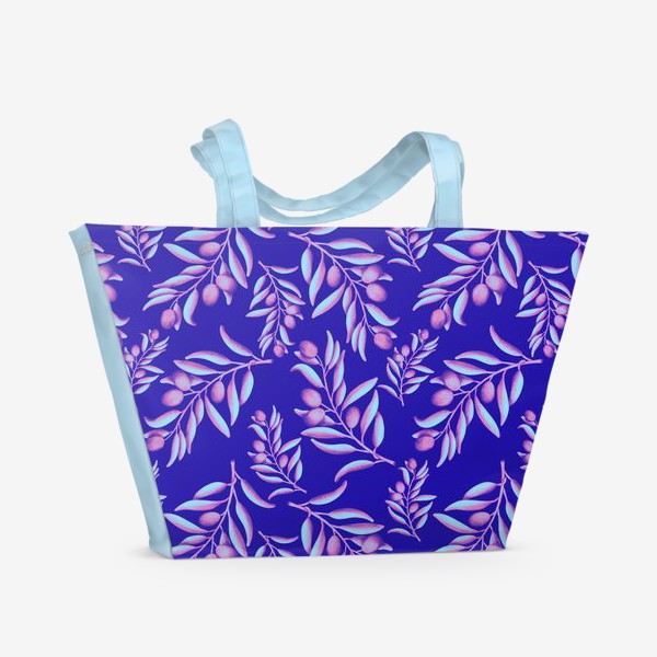 Пляжная сумка «Оливковые веточки на синем»