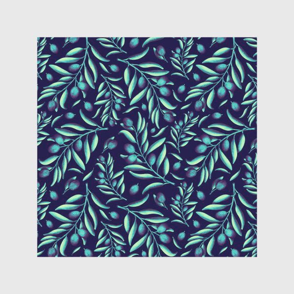 Скатерть «Оливковые веточки на темно-синем »