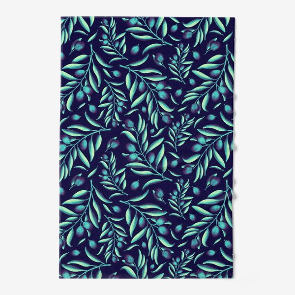 Полотенце «Оливковые веточки на темно-синем »