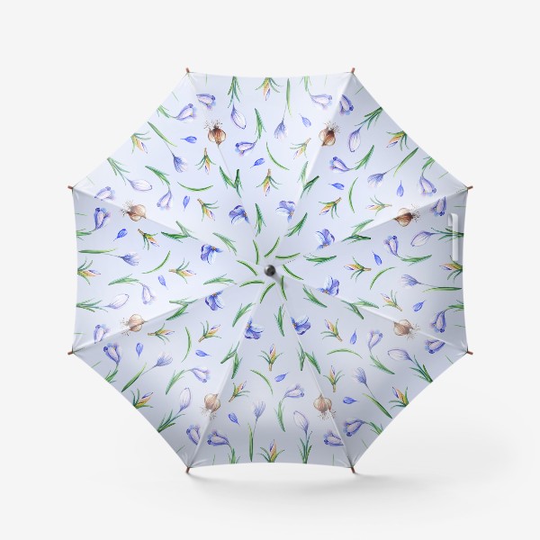 Зонт «Сиреневый принт с весенними крокусами»