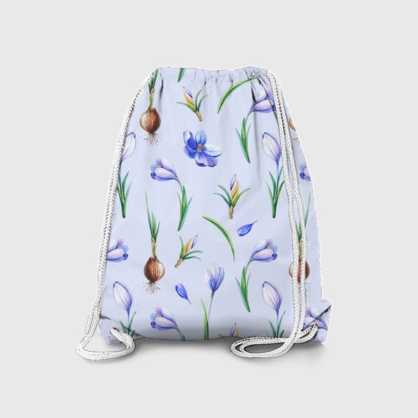 Рюкзак «Сиреневый принт с весенними крокусами»
