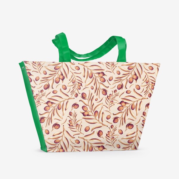 Пляжная сумка «Оливковые веточки на бежевом»