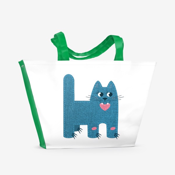 Пляжная сумка «Кот с сердцем в зубах»
