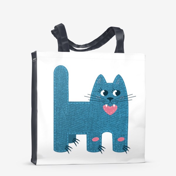 Сумка-шоппер «Кот с сердцем в зубах»