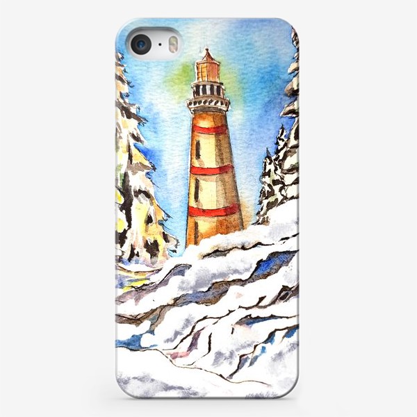 Чехол iPhone «маяк зима зимний лес елки снег»