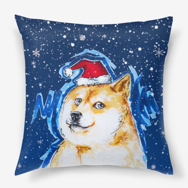 Подушка «Собака в снегу»