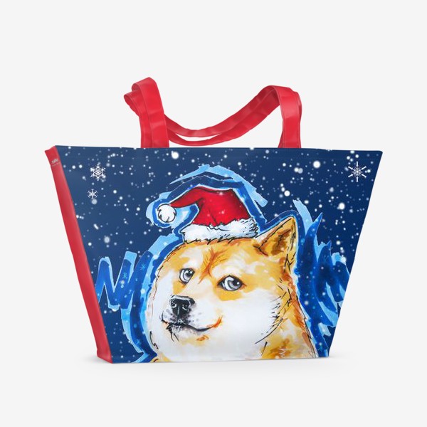 Пляжная сумка «Собака в снегу»