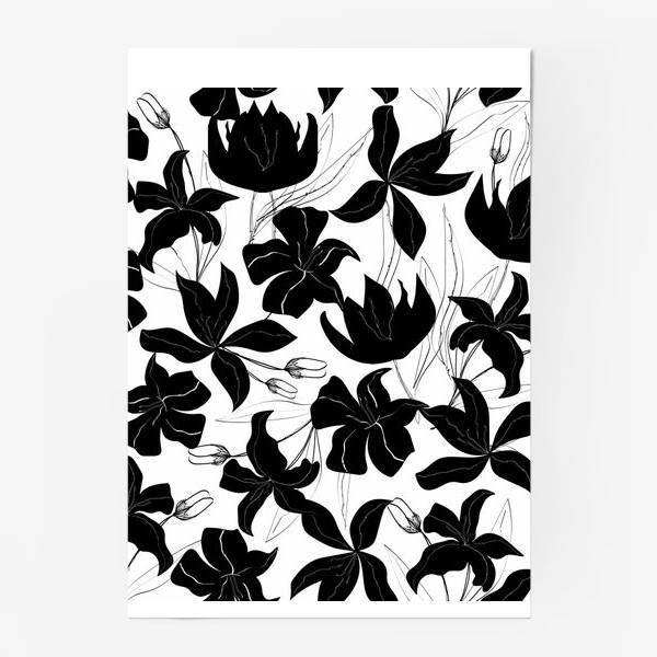Постер «чёрные цветы, лилии»