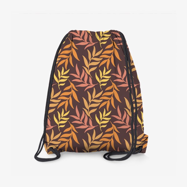 Рюкзак «Осенний ботанический паттерн с веточками на темном фоне»