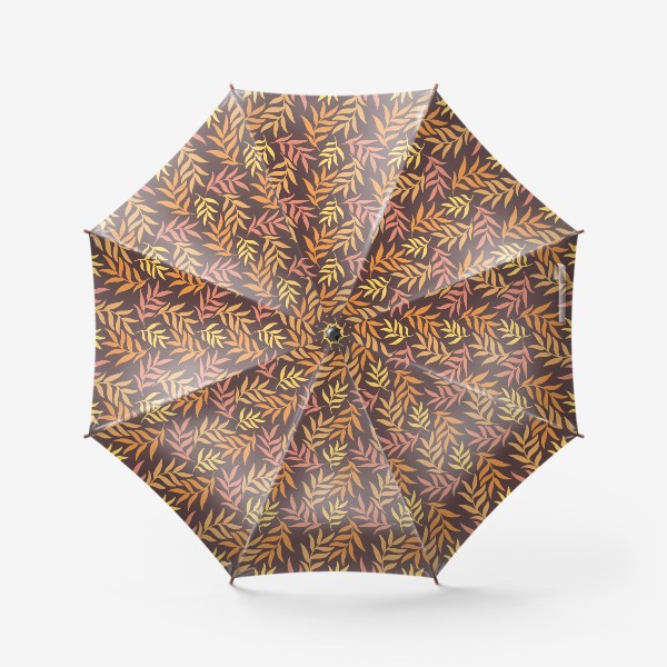 Зонт «Осенний ботанический паттерн с веточками на темном фоне»