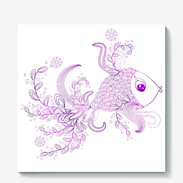 Холст «Рыбка с цветочным орнаментом на хвосте»