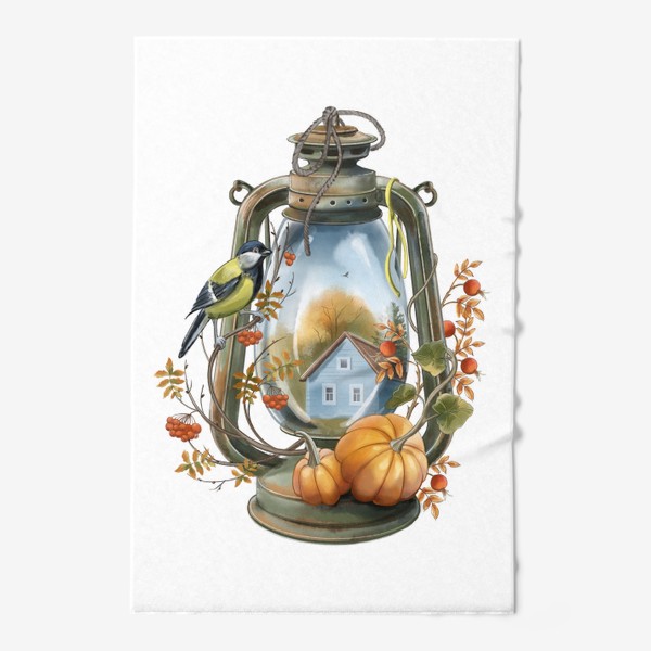 Полотенце «Осенняя лампа, яркая осенняя картина»
