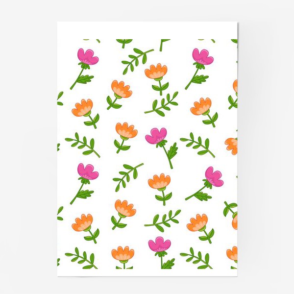 Постер «Розовые и оранжевые тюльпаны»