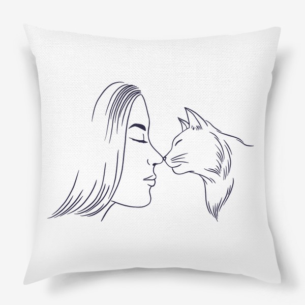 Подушка «Девушка и Кошка»