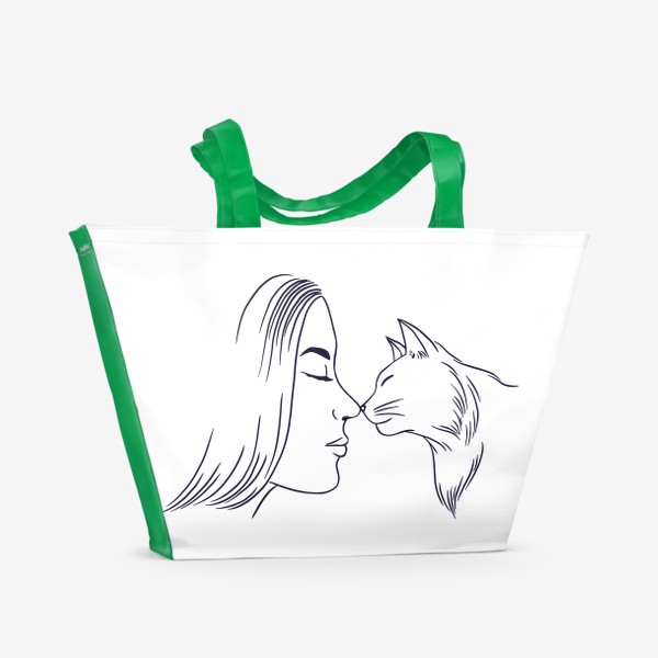 Пляжная сумка «Девушка и Кошка»