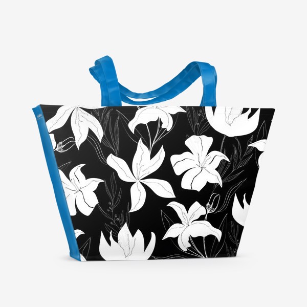 Пляжная сумка «белые лилии, цветы»