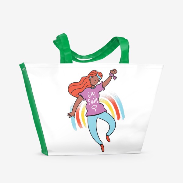 Пляжная сумка «Девушка и радуга - Girl Power»