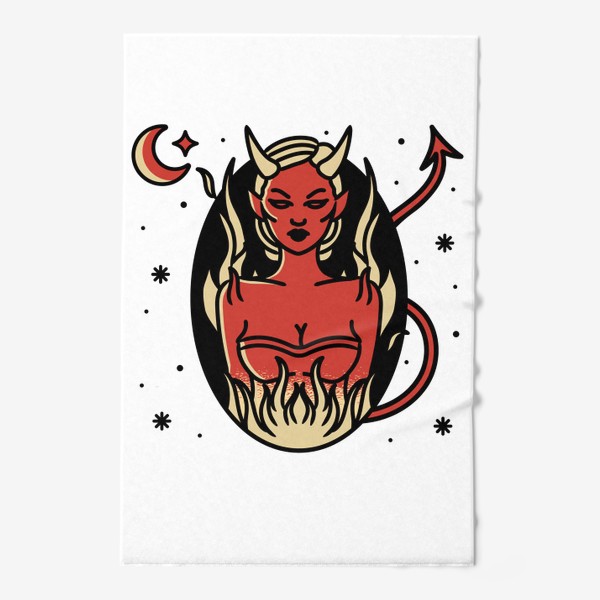 Полотенце «Девушка демон - в стиле Олд Скул татуировки»