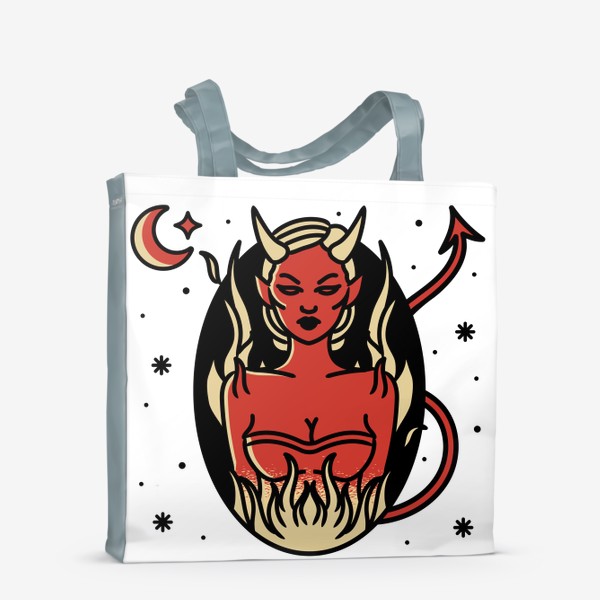 Сумка-шоппер «Девушка демон - в стиле Олд Скул татуировки»