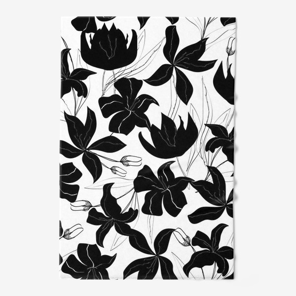 Полотенце «чёрные цветы, лилии»