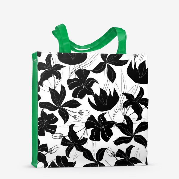 Сумка-шоппер «чёрные цветы, лилии»