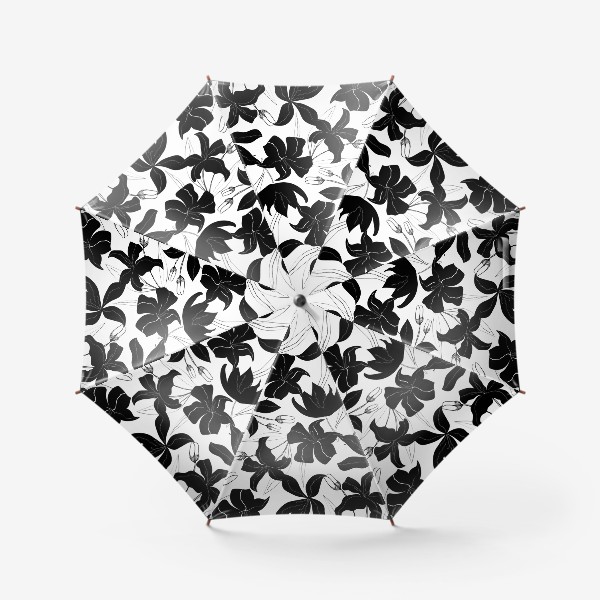 Зонт &laquo;чёрные цветы, лилии&raquo;