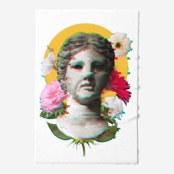 Полотенце «Статуя Венеры с цветами в стиле Глич (Glitch Statue)»