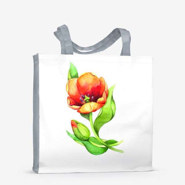 Сумка-шоппер «Красный акварельный тюльпан»