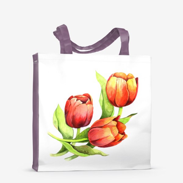Сумка-шоппер «Букет красных тюльпанов»
