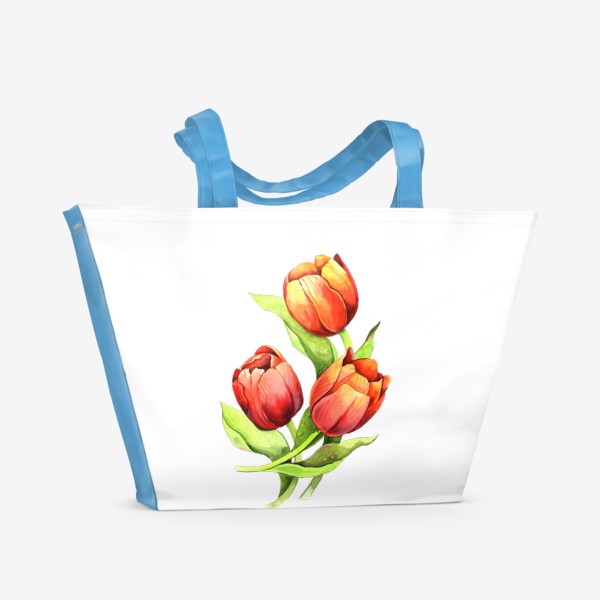Пляжная сумка «Букет красных тюльпанов»