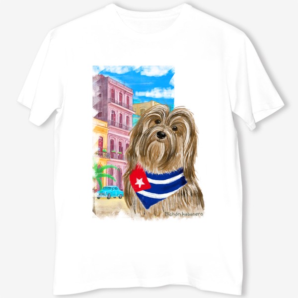 Футболка &laquo;Собаки и путешествия. Гаванский бишон. Куба.&raquo;