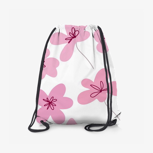 Рюкзак « «Цветочный графический дизайн. Рисованный бесшовный узор розовых цветов.»»