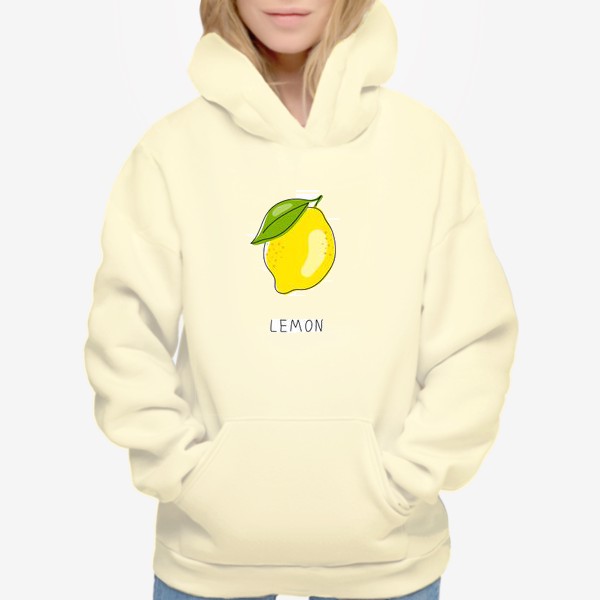 Худи ««Рисованный лимон на белом фоне. Свежие желтые плоды лимона, лайма.»»