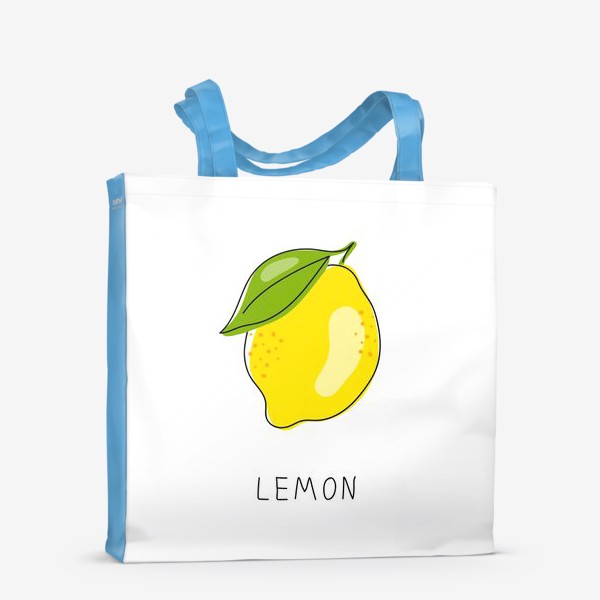 Сумка-шоппер &laquo;«Рисованный лимон на белом фоне. Свежие желтые плоды лимона, лайма.»&raquo;