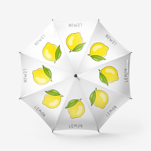 Зонт ««Рисованный лимон на белом фоне. Свежие желтые плоды лимона, лайма.»»