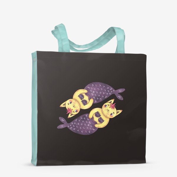 Сумка-шоппер «Подарок для рыб. Знак зодиака рыбы. Рыбы-кошки. Подарок девушке, жене, сестре, подруге, коллеге, дочке»