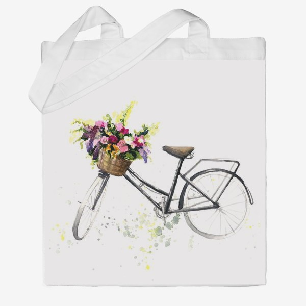 Сумка хб «Велосипед с цветами»