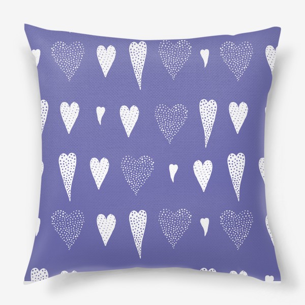 Подушка «Сердечки в горошек на фиолетовом»