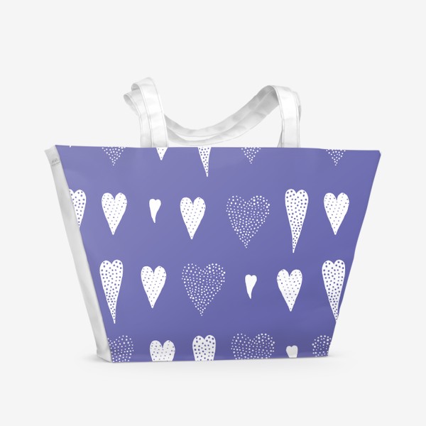 Пляжная сумка «Сердечки в горошек на фиолетовом»