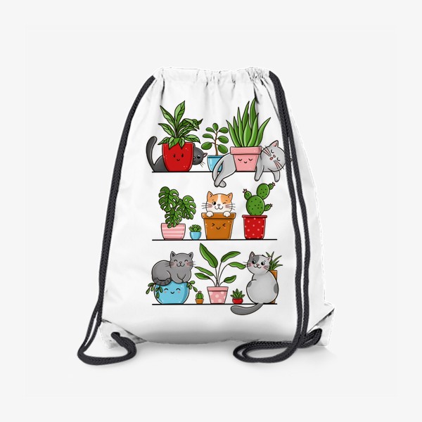 Рюкзак «Котики и домашние цветы»